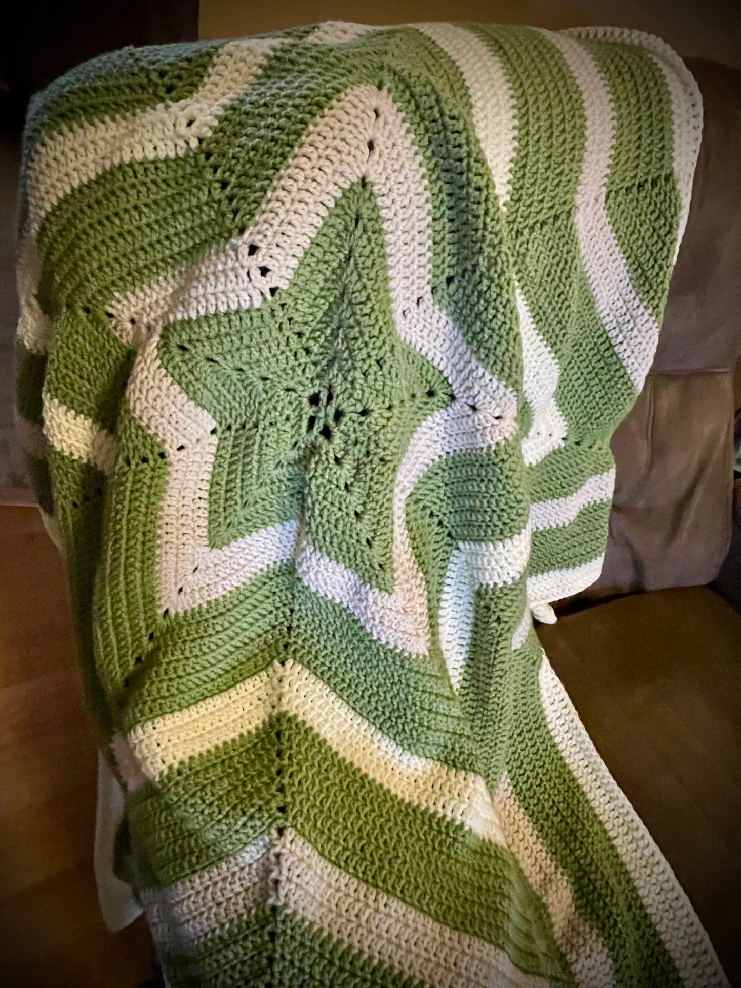 Crocheted adult star blanket