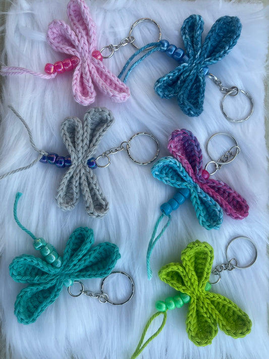 Crochet dragonfly keychain