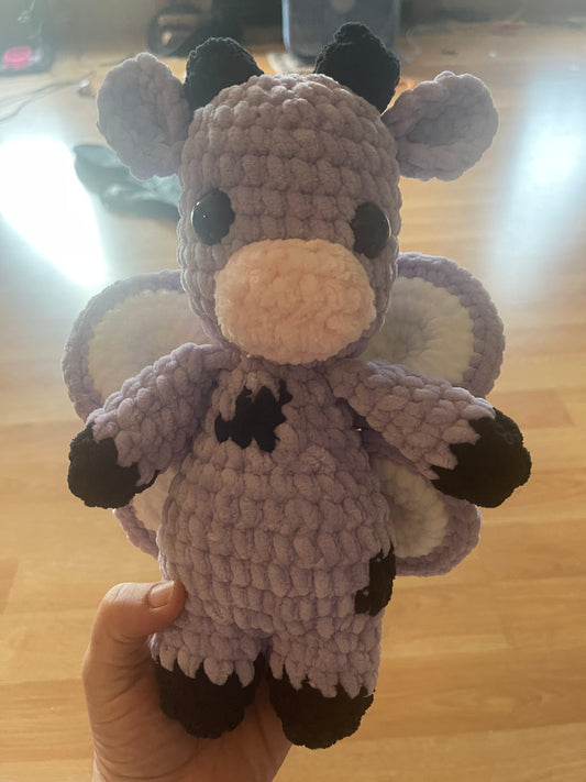 Crochet cow with wings