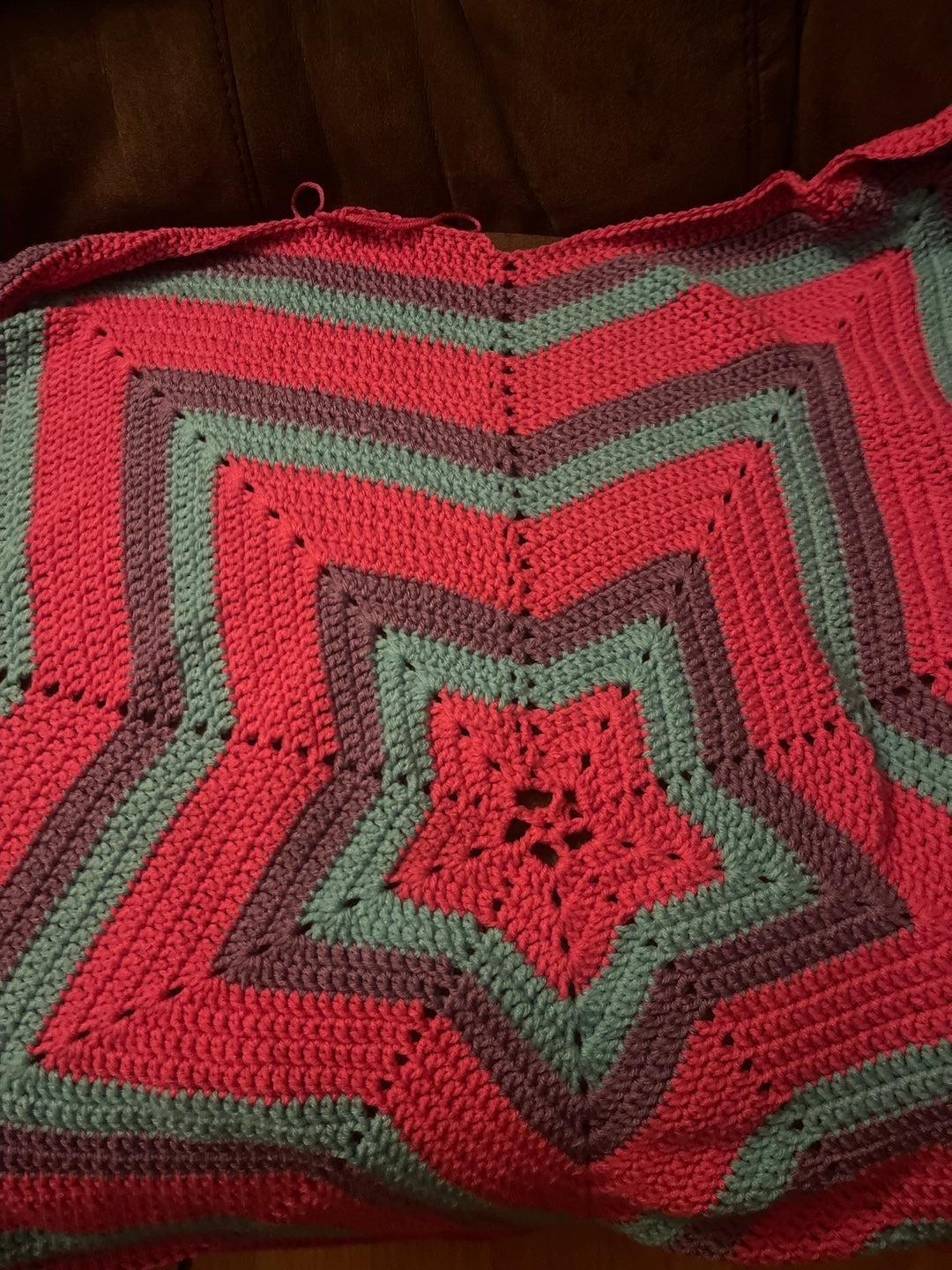 Crocheted adult star blanket